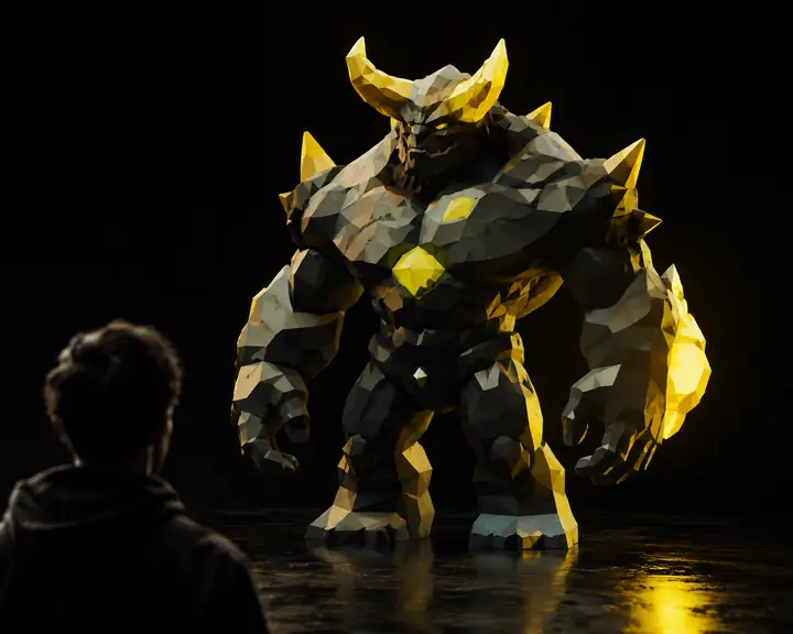 Low-Poly-Monster mit sauberer Quad-Mesh-Topologie