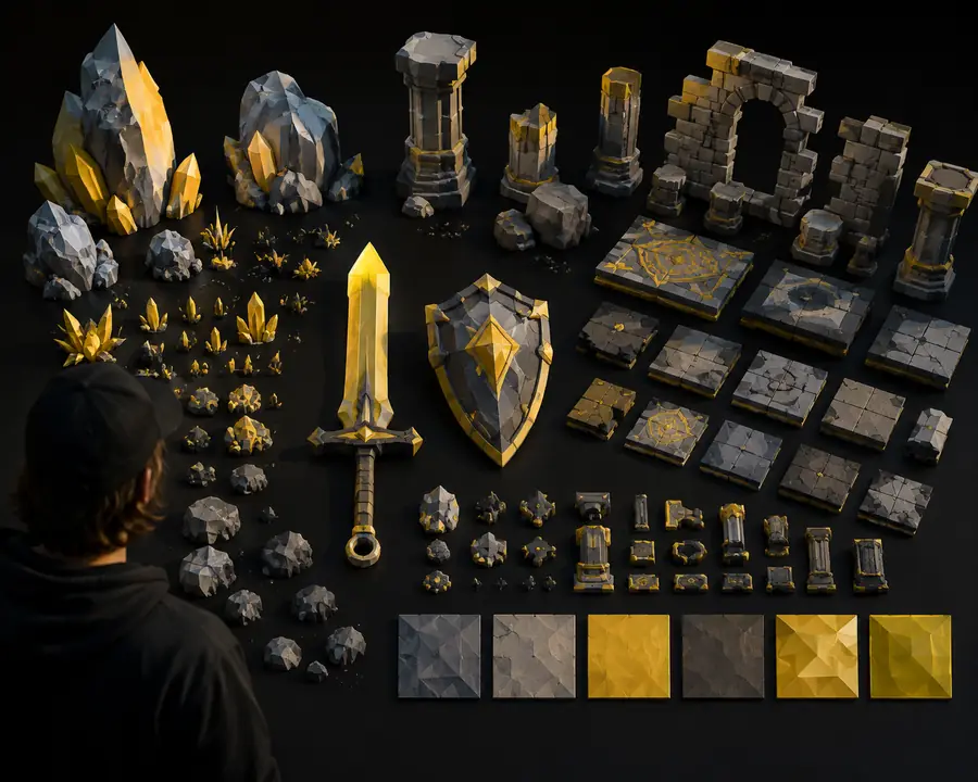 Recurso 3D con estilo de referencia antes de la preparación para Unity