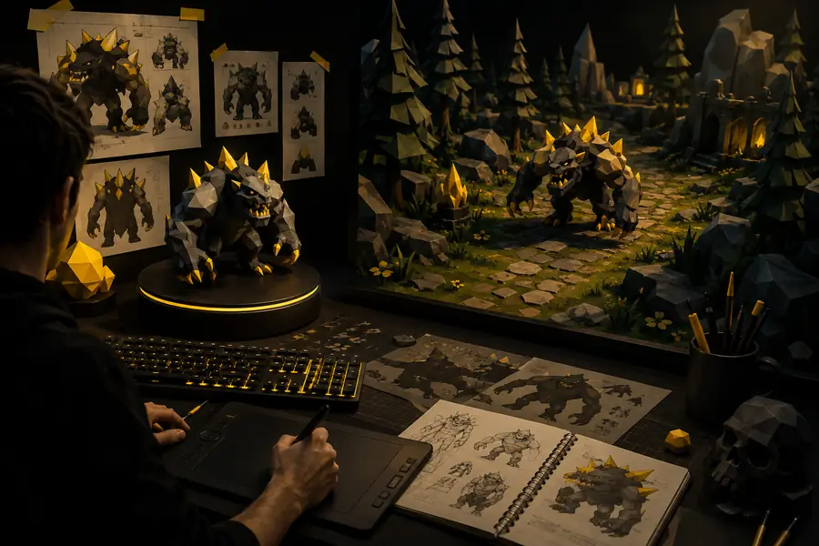 Recurso 3D refinado mostrado como una entrega más limpia y lista para juegos