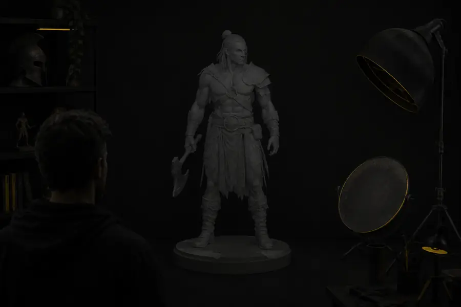 Unlit 3D model with flat shading and weak separation from the background