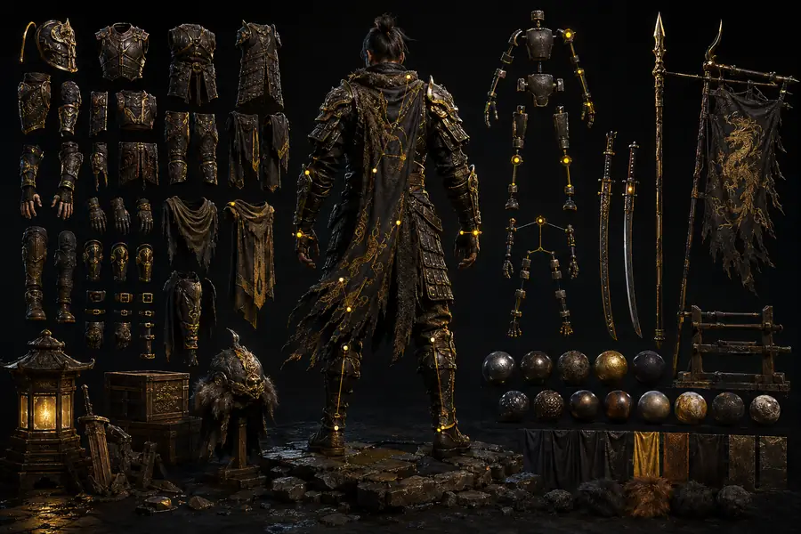 FBX source scene with production-oriented asset structure