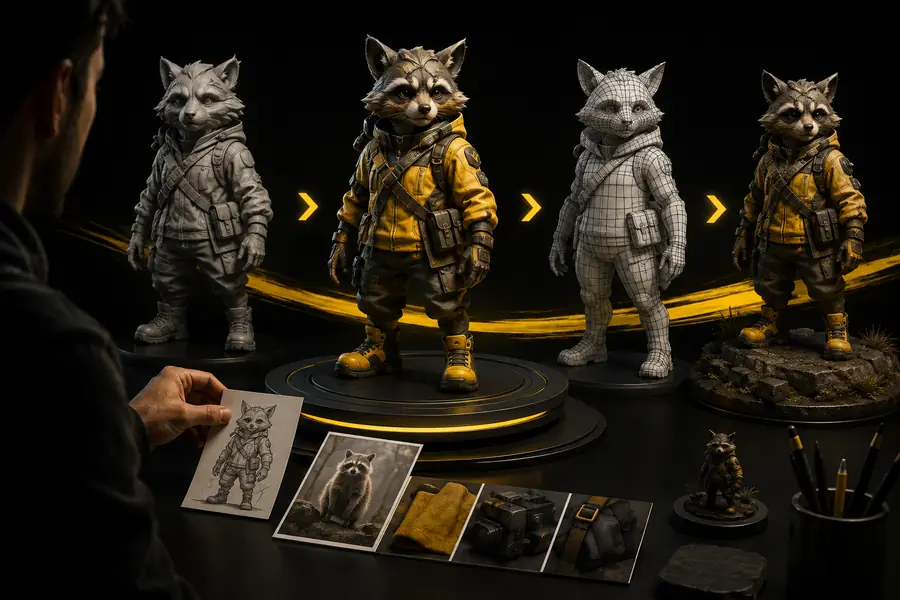 Generated 3D model concept shown as an example